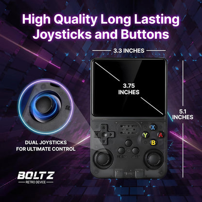 Boltz Retro Handheld Game Console with 20,503 Built-In Games, 3.75" IPS Screen Portable Retro Gaming Console RK3326 Quad-Core Emulator System, Dual Joystick Handheld Gaming Device with 3500Mah Battery