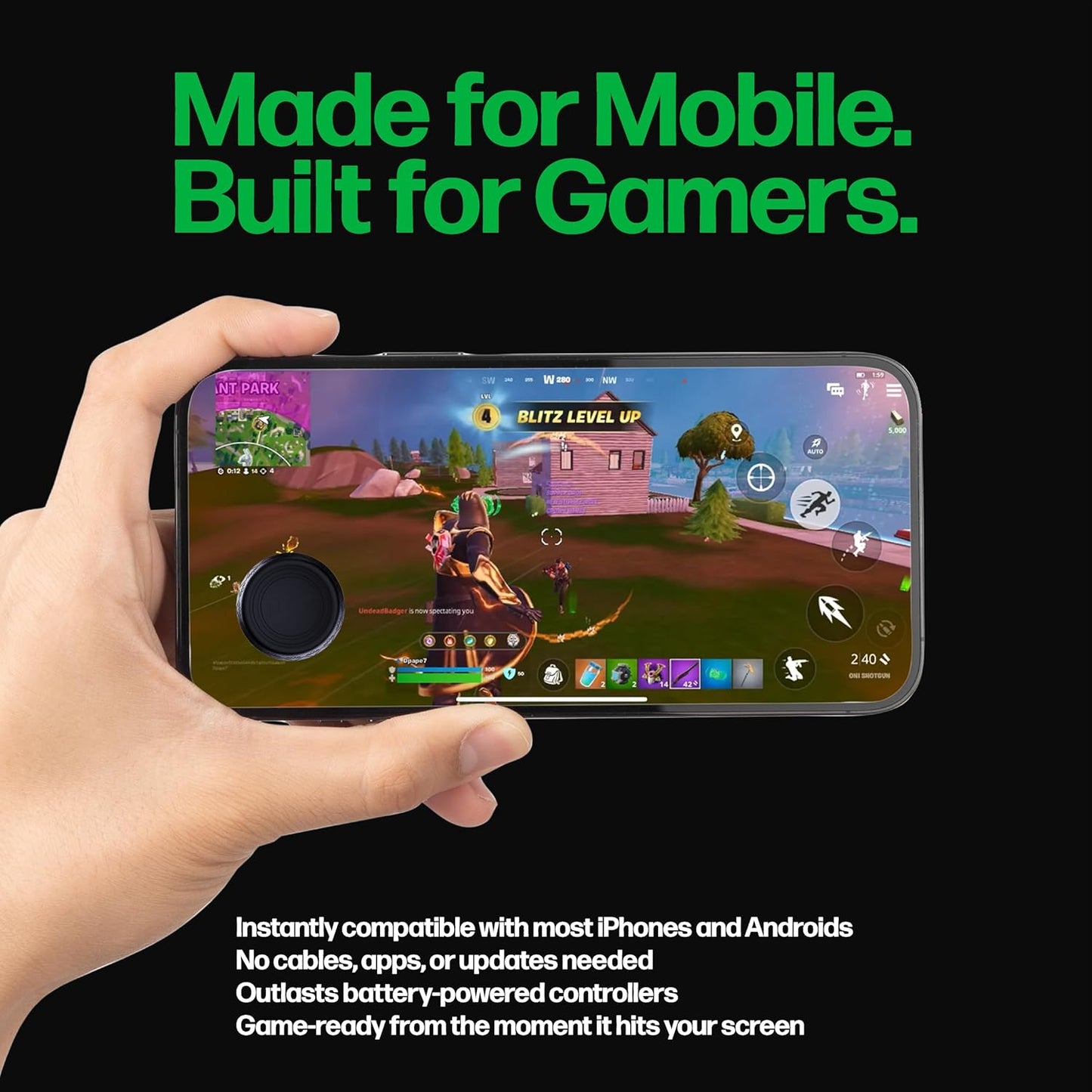 Mobile Gaming Thumbstick - Magnetic Joystick for Phone with Thumbsleeve and Protective Lid - Zero Delay, Mobile Touch Screen Controller for Ios and Android Devices - Phone Joystick for Gaming