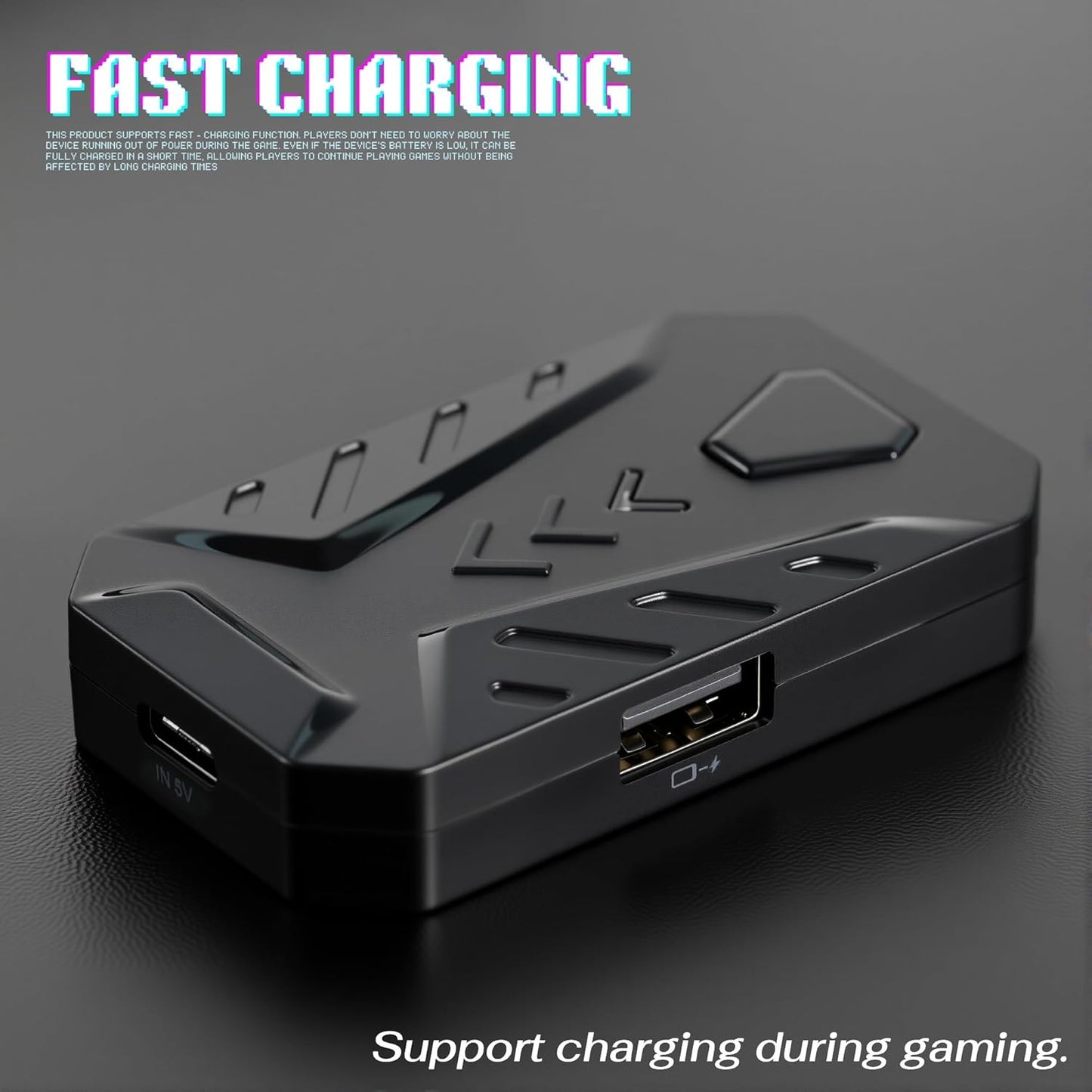 4 in 1 Mobile Game Combo Pack, One Handed Gaming Keyboard, Mouse, Converter & Adjustable Phone Stand, Half Keyboard for Mobile Phone Gaming, Fast Charging, No Latency