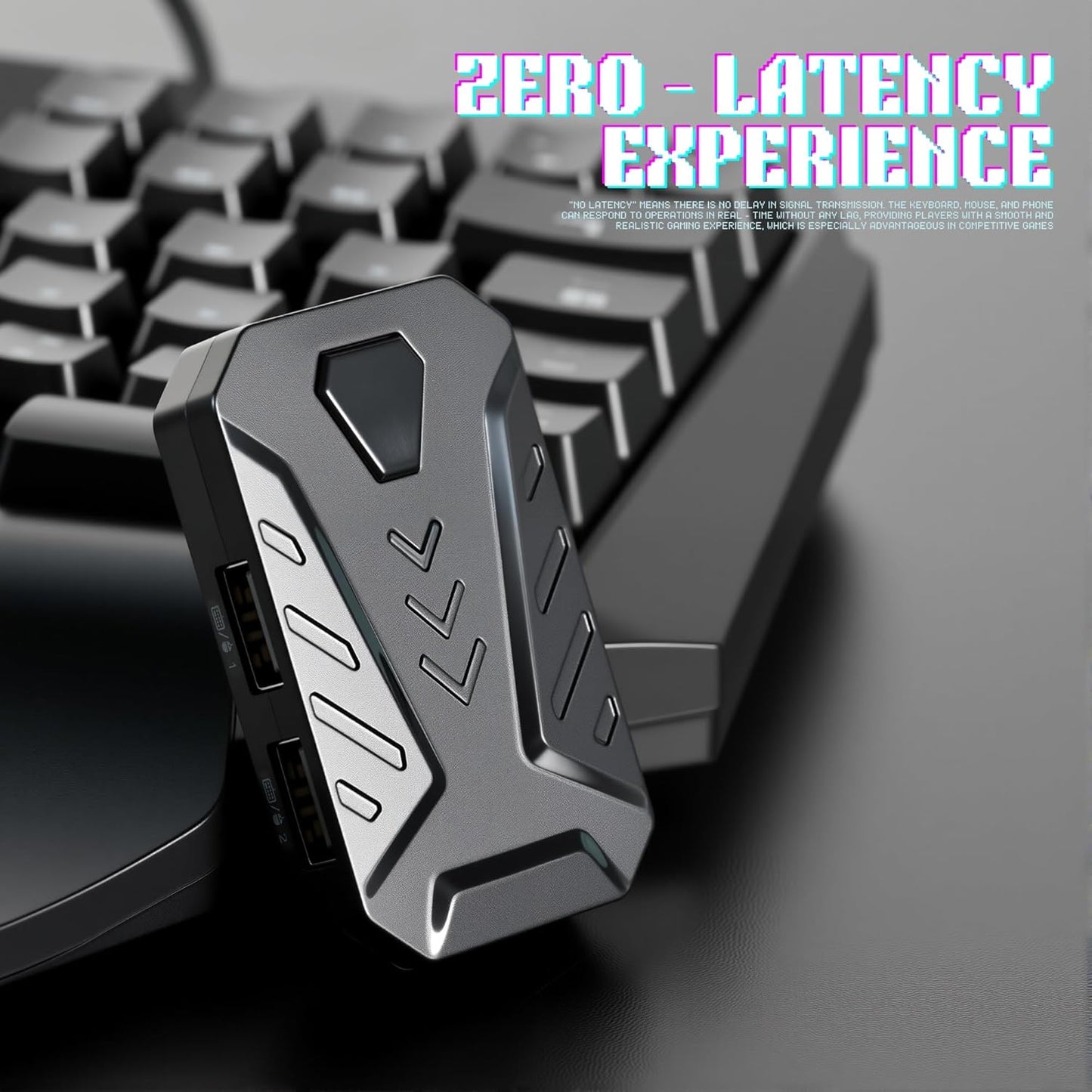 4 in 1 Mobile Game Combo Pack, One Handed Gaming Keyboard, Mouse, Converter & Adjustable Phone Stand, Half Keyboard for Mobile Phone Gaming, Fast Charging, No Latency