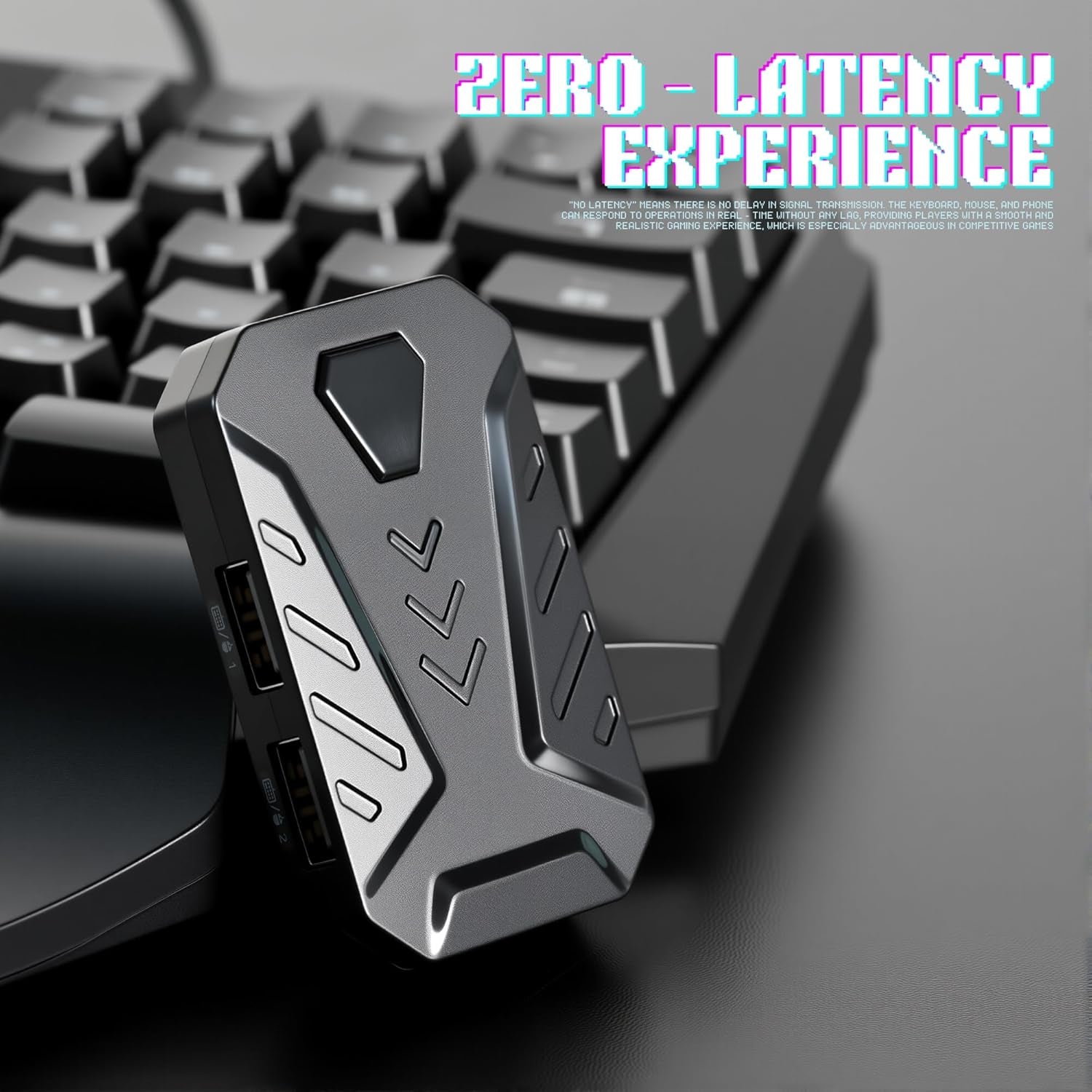 4 in 1 Mobile Game Combo Pack, One Handed Gaming Keyboard, Mouse, Converter & Adjustable Phone Stand, Half Keyboard for Mobile Phone Gaming, Fast Charging, No Latency