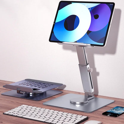 Tablet Stand 360°Rotating Folding Aluminum Adjustable Desk Holder Mount Riser for Ipad Pro Air 4 Mini 12.9 4-14 Inch Samsung Ta