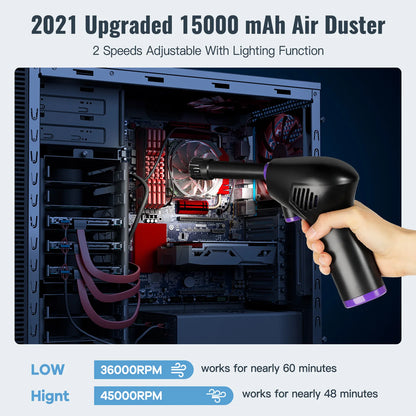 Wireless Air Duster for Computer Cleaning 15000Mah /6000Mah USB-C Air Blower, Handheld Home Duster Cleaner for Laptop Car Clean