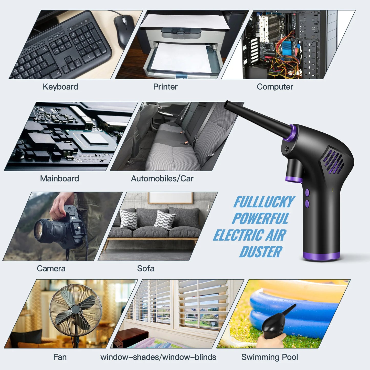 Wireless Air Duster for Computer Cleaning 15000Mah /6000Mah USB-C Air Blower, Handheld Home Duster Cleaner for Laptop Car Clean